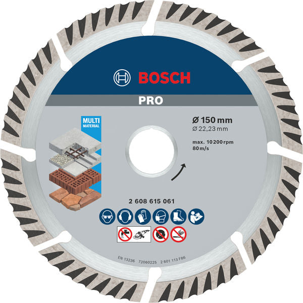 BOSCH PRO Multi Material dijamantska rezna ploča, 150×22,23 mm, 10 kom. -   (2608615062)