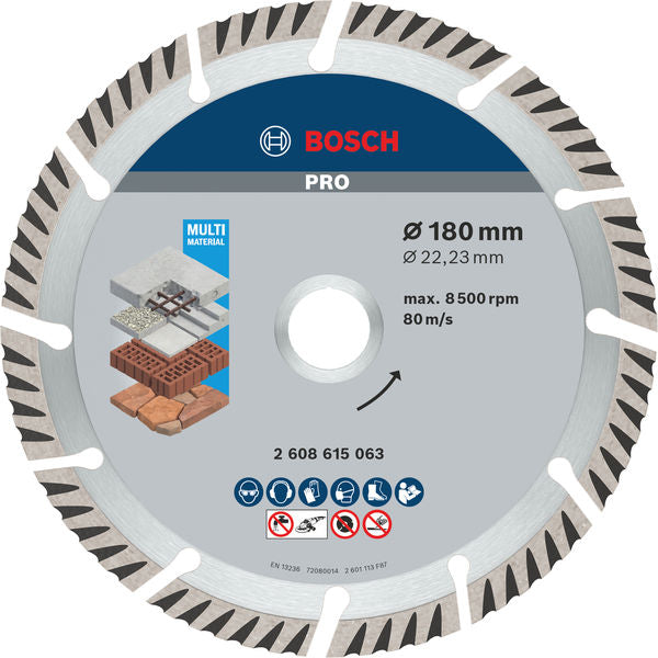 BOSCH PRO Multi Material dijamantska rezna ploča, 180×22,23 mm, 10 kom. -   (2608615064)