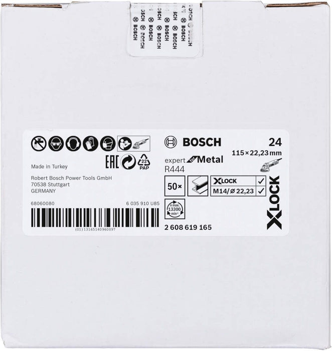 Bosch X-LOCK vlaknaste brusne ploče, Ø115 mm, G 24, R444, Expert for Metal, 1 komad - 2608619165