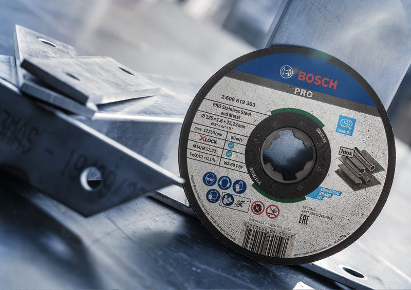 BOSCH PRO Stainless Steel and Metal lepljena rezna ploča, 125×1,6×22,23 mm, X-Lock, ravna, 10 kom. - (2608619364)-SBT Alati Beograd
