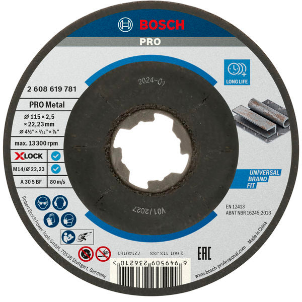 BOSCH PRO Metal lepljena rezna ploča, 115×2,5×22,23 mm, X-Lock, sa uvučenim centrom - X-LOCK rez ploča izv 115x2,5 mm SfMetal (2608619781)-SBT Alati Beograd
