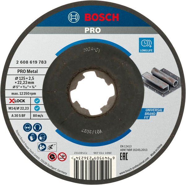 BOSCH PRO Metal lepljena rezna ploča, 125×2,5×22,23 mm, X-Lock, sa uvučenim centrom - X-LOCK rez ploča izv 125x2,5 mm SfMetal (2608619783)-SBT Alati Beograd