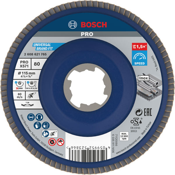 BOSCH PRO X571 lamelna brusna ploča, pod uglom, 115 mm, G80, X-Lock - (2608621765)-SBT Alati Beograd