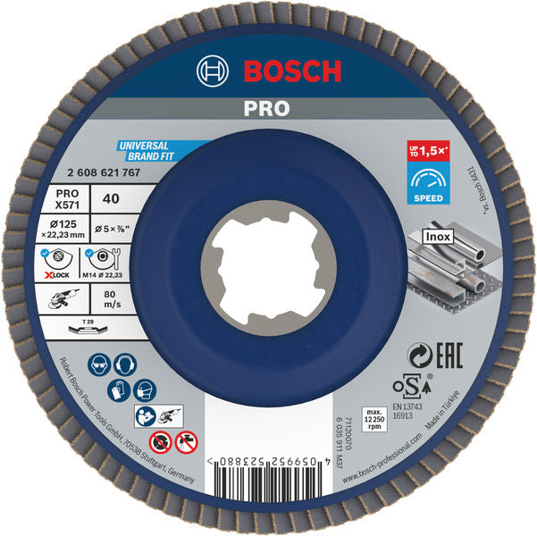 BOSCH PRO X571 lamelna brusna ploča, pod uglom, 125 mm, G40, X-Lock -   (2608621767)