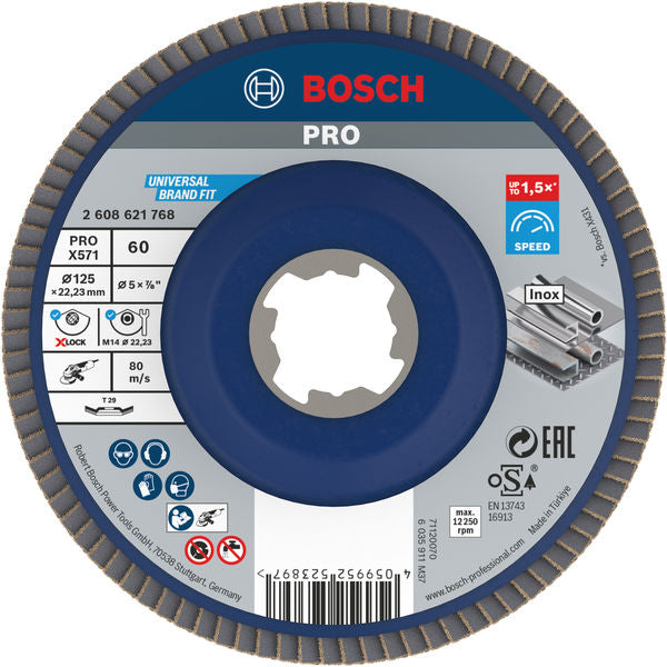 BOSCH PRO X571 lamelna brusna ploča, pod uglom, 125 mm, G60, X-Lock - (2608621768)-SBT Alati Beograd