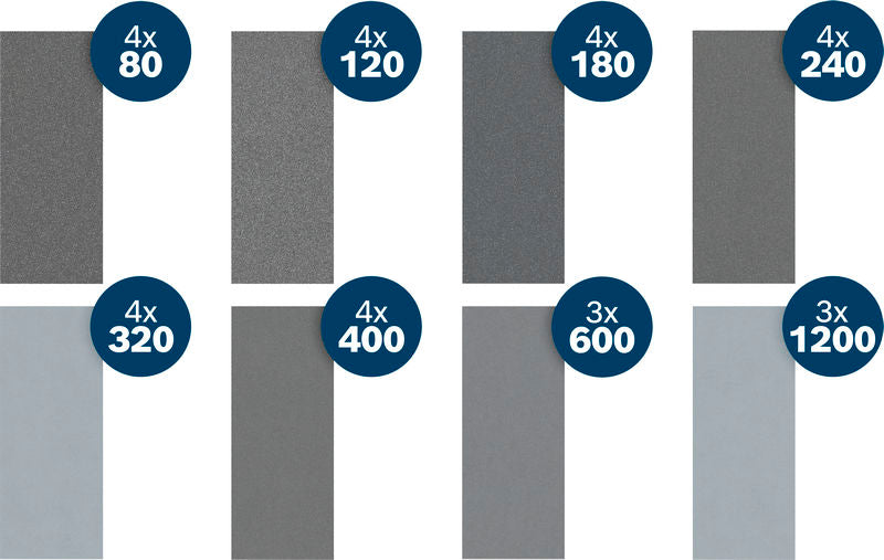 BOSCH PRO C355 brusni list, 93×230 mm, G4×80/4×120/4×180/4×240/4×320/4×400/3×600/3×1200, 30 delova - (2608623331)-SBT Alati Beograd