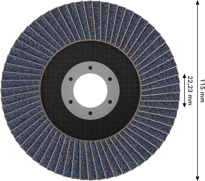 BOSCH X451 lamelna brusna ploča, 115×22,23 mm, G60, T27, 15 delova - Lepezasta brusna ploča X451 115mm T27 G6 (2608626132)-SBT Alati Beograd