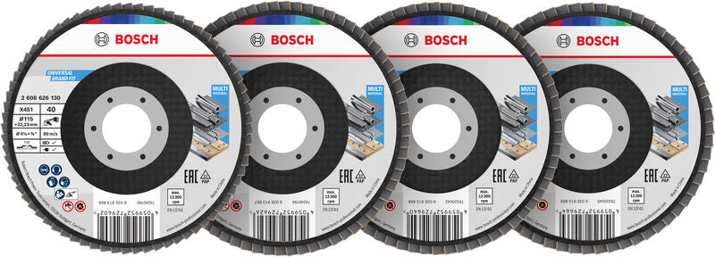 BOSCH X451 lamelna brusna ploča, 115×22,23 mm, G40; 60; 80; 120, T27, 15 delova - Lepezasta brusna ploča X451 115mmT27MixG (2608626165)-SBT Alati Beograd