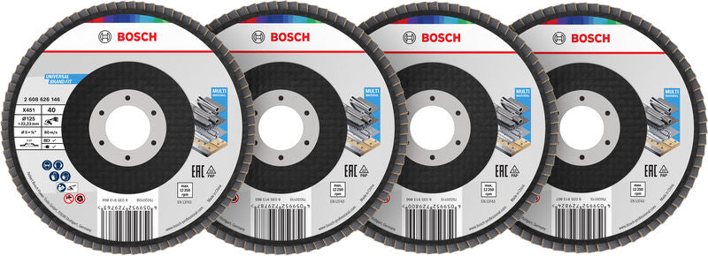 BOSCH X451 lamelna brusna ploča, 125×22,23 mm, G40; 60; 80; 120, T27, 15 delova - Lepezasta brusna ploča X451 125mmT27MixG (2608626166)-SBT Alati Beograd