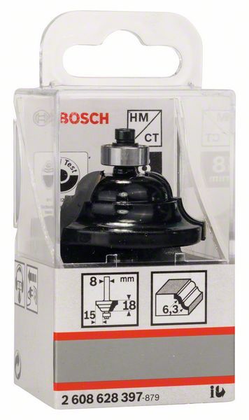 Bosch profilno glodalo D 8 mm, R1 6,3 mm, B 15 mm, L 18 mm, G 60 mm - 2608628397