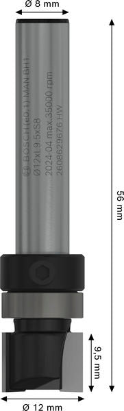 BOSCH PRO glodalo za glodanje u ravni sa ležajevima na vrhu, Ø 12,7×L 9,5, prihvat 8 mm - Glodala za glod.uz površi Pattern bit (2608629676)-SBT Alati Beograd