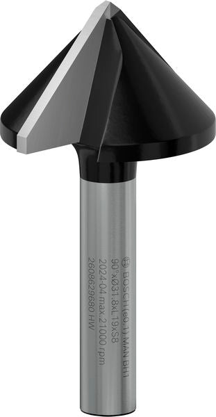 BOSCH PRO glodalo za V-kanale, 90°×Ø 31,8, prihvat 8 mm - V-glodalo za žljebove V-Groove Bit (2608629680)-SBT Alati Beograd