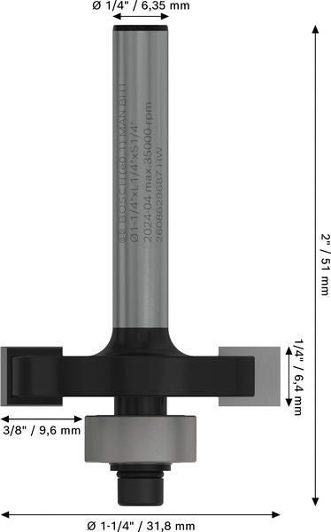 BOSCH PRO pločasto glodalo, L 1/4″, prihvat 1/4″ - Glodalica za proreze Slotting Cutter (2608629687)-SBT Alati Beograd