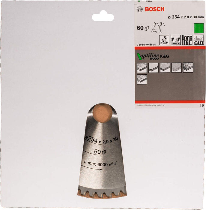 Bosch list kružne testere Optiline Wood 254 x 30 x 2,0 mm, 60 - 2608640436