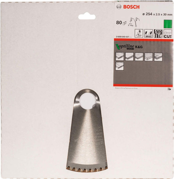 Bosch list kružne testere Optiline Wood 254 x 30 x 2,5 mm, 80 - 2608640437