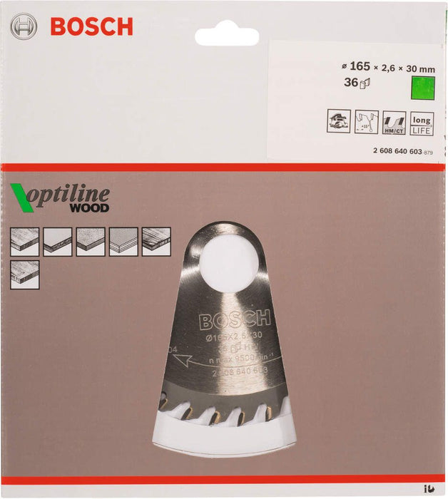 Bosch list kružne testere Optiline Wood 165 x 30 x 2,6 mm, 36 - 2608640603