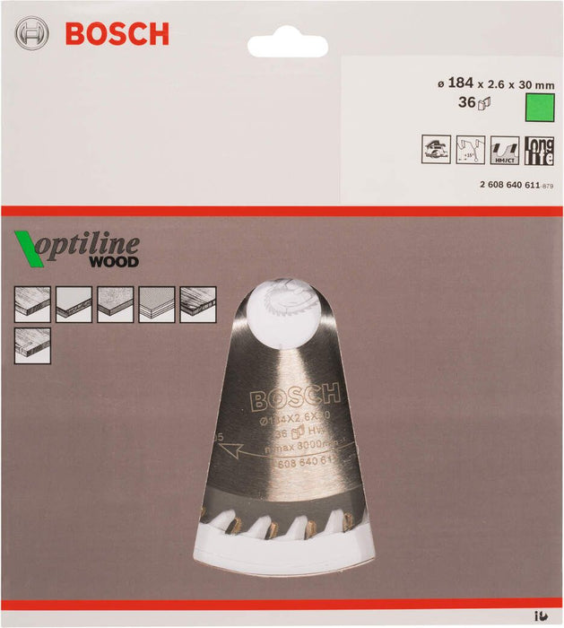 Bosch list kružne testere Optiline Wood 184 x 30 x 2,6 mm, 36 - 2608640611