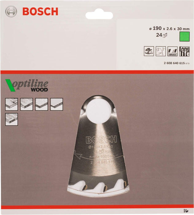 Bosch list kružne testere Optiline Wood 190 x 30 x 2,6 mm, 24 - 2608640615