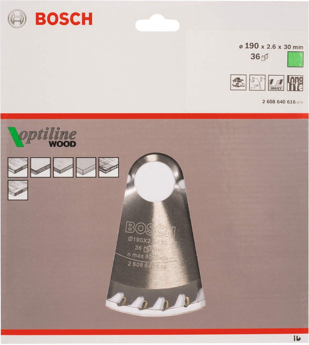 Bosch list kružne testere Optiline Wood 190 x 30 x 2,6 mm, 36 - 2608640616