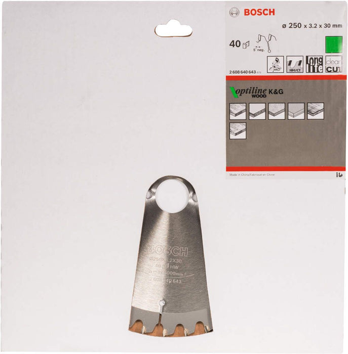 Bosch list kružne testere Optiline Wood 250 x 30 x 3,2 mm, 40 - 2608640643