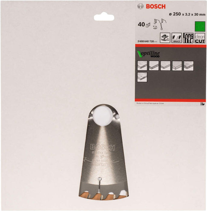 Bosch list kružne testere Optiline Wood 250 x 30 x 3,2 mm, 40 - 2608640728