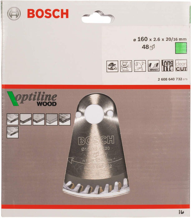 Bosch list kružne testere Optiline Wood 160 x 20/16 x 2,6 mm, 48 - 2608640732