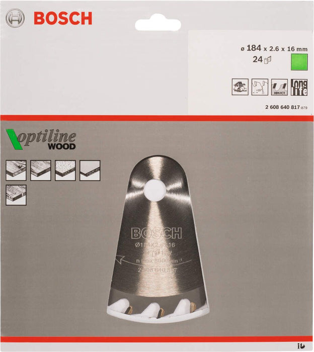 Bosch list kružne testere Optiline Wood 184 x 16 x 2,6 mm, 24 - 2608640817