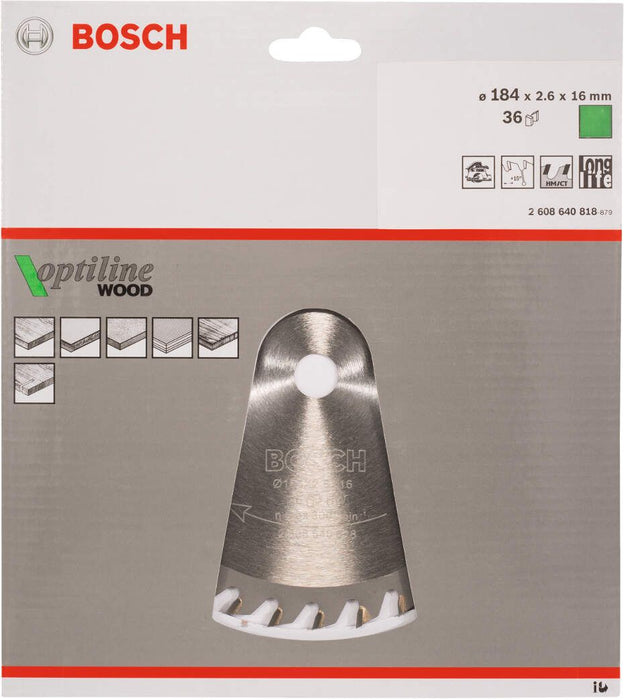 Bosch list kružne testere Optiline Wood 184 x 16 x 2,6 mm, 36 - 2608640818