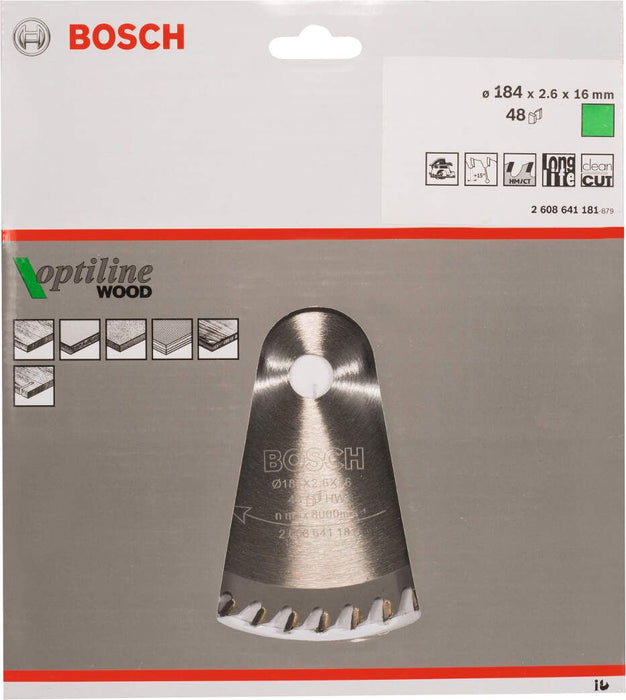 Bosch list kružne testere Optiline Wood 184 x 16 x 2,6 mm, 48 - 2608641181