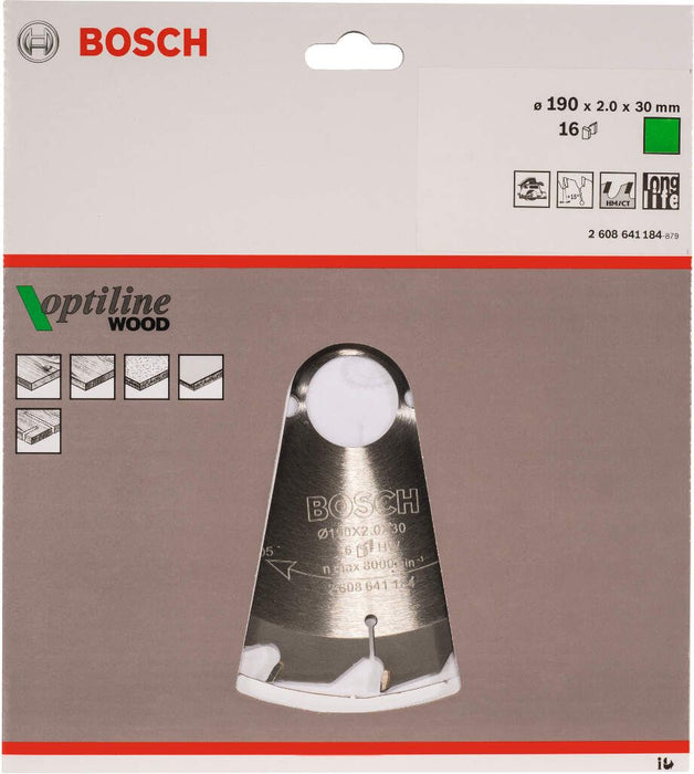 Bosch list kružne testere Optiline Wood 190 x 30 x 2,0 mm, 16 - 2608641184