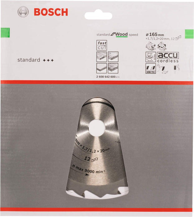 Bosch list kružne testere Speedline Wood 165 x 20/16 x 1,7 mm, 12 - 2608642600