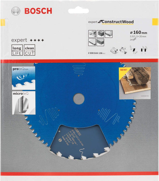 Bosch list kružne testere Expert for Construct Wood 160 x 20 x 2,0 mm, 24 - 2608644136
