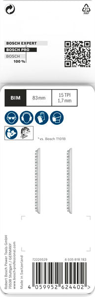 BOSCH PRO Laminate clean T101BIF listovi ubodne testere, 83 mm, 2 kom. - Set listova testere RBP - 2ER T 101 BIF (2608655091)-SBT Alati Beograd