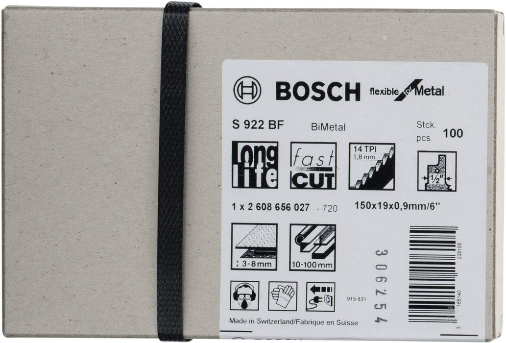 Bosch list univerzalne testere S 922 BF Flexible for Metal - pakovanje 100 komada - 2608656027
