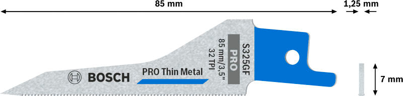 BOSCH PRO Thin Metal S325GF list testere, 1,25×7×85 mm, 5 kom. - List sablja testere RBP- 5ER S 325 GF (2608658987)-SBT Alati Beograd