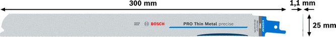 BOSCH PRO Thin Metal precise S1237EAF list testere, 1,1×25×300 mm, 5 kom. - List sablja testere RBP- 5ER S 1237 EAF (2608658990)-SBT Alati Beograd