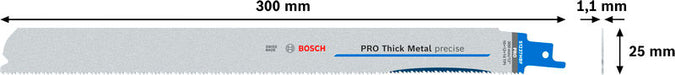 BOSCH PRO Thick Metal precise S1237HBF list testere, 1,1×25×300 mm, 5 kom. - List sablja testere RBP- 5ER S 1237 HBF (2608659000)-SBT Alati Beograd