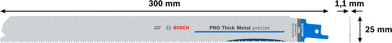 BOSCH PRO Thick Metal precise S1237HBF list testere, 1,1×25×300 mm, 5 kom. - List sablja testere RBP- 5ER S 1237 HBF (2608659000)-SBT Alati Beograd