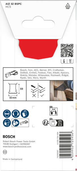 BOSCH List testere za sečenje drveta AIZ 32 BSPC, Starlock, 32×50 mm - List testere za uranjanje RB - 1ER AIZ 3 (2608669243)-SBT Alati Beograd