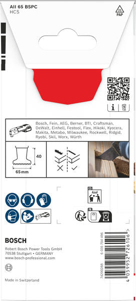 BOSCH List testere za sečenje drveta AII 65 BSPC, Starlock, 65×40 mm - List testere za uranjanje RB - 1ER AII 6 (2608669258)-SBT Alati Beograd