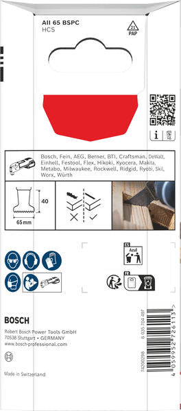 BOSCH List testere za sečenje drveta AII 65 BSPC, Starlock, 65×40 mm, 5 delova - List testere za uranjanje RB - 5ER AII 6 (2608669259)-SBT Alati Beograd