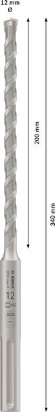 BOSCH PRO SDS max-4 burgija za udarne bušilice, 12×200×340 mm - Burgija čekić SDS-maks. 12x200/340M4 (2608706774)-SBT Alati Beograd