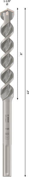 BOSCH PRO SDS max-4 Hammer Drill Bit, 1 1/8" x 8" x 13" - Burgija čekić SDS-maks. max-4 1-1/8x13" (2608706823)-SBT Alati Beograd