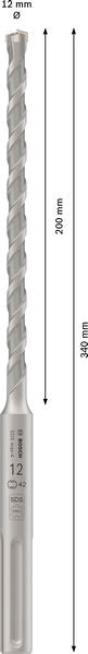 BOSCH PRO SDS max-4 burgija za udarne bušilice, 12×200×340 mm - Burgija čekić SDS-maks. 12x200/340M4 (2608706845)-SBT Alati Beograd