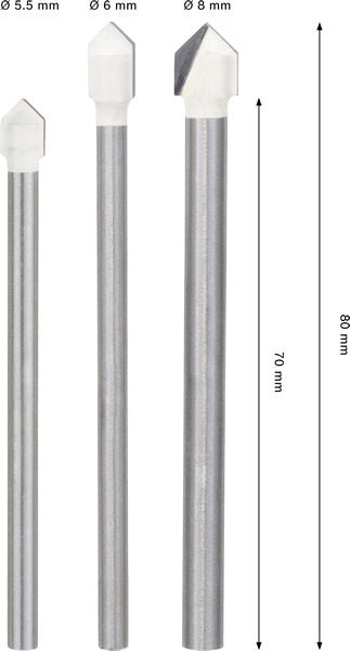 BOSCH CYL-9 Soft Ceramic set burgija, 5,5×70; 6×80; 8×80 mm, 3 kom. - Burgija za pločice CYL-9 SC 3pc Set (2608707355)-SBT Alati Beograd