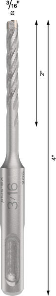 BOSCH PRO SDS plus-5X Hammer Drill Bit, 3/16" x 2" x 4" - Burgija čekić SDS-plus 3/16X4 (2608836655)-SBT Alati Beograd