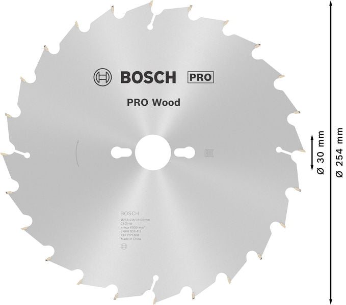 BOSCH PRO Wood list kružne testere, 254×2,8×30 mm, T24 - List kružne testere MPP (2608838412)-SBT Alati Beograd