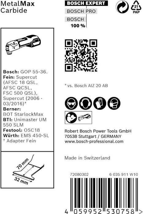 Bosch EXPERT MetalMax MAII 32 AIT list testere za multifunkcionalne alate od 70 x 32 mm, 10 delova - 2608900023