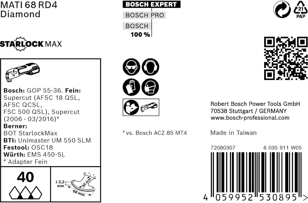 Bosch EXPERT Corner Blade MATI 68 RD4 list testere za multifunkcionalne alate od 68 x 30 mm, 10 delova - 2608900037