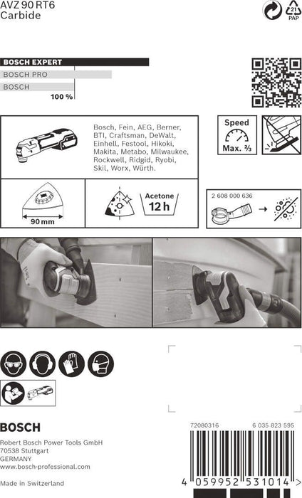 Bosch EXPERT Sanding Plate AVZ 90 RT6 list testere za višenamenske alate od 90 mm - 2608900049